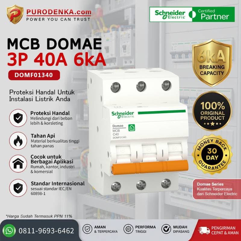 SCHNEIDER MCB DOMAE 3P 40A 6kA DOMF01340